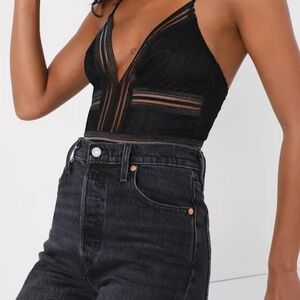 Lulu's Black Lace Bodysuit